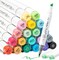 Ohuhu Alcohol Markers Brush Tip, AP Certificated 24 Basic Colors Double Tipped Alcohol Based Art Marker Set for Artist Sketching Adult Coloring Illustration - Brush and Chisel/ Brush & Fine Dual Tips - Honolulu 2/ Honolulu 2B